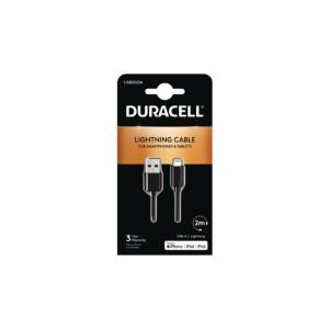 ZCAB Cable noir pour Mobiles et Tablettes APPLE Lightning 2 m DURACELL