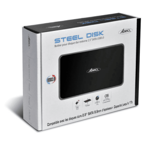 Boitier externe Advance STEEL DISK SSD/HD 2.5" SATA - USB 3.0 Noir Alu