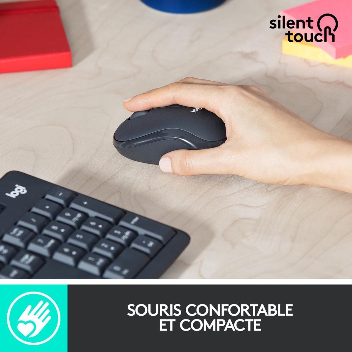 CLAVIER SOURIS Logitech MK295 Silent USB sans fil noir Retail