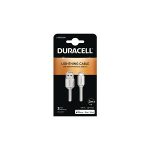 ZCAB Cable blanc pour Mobiles et Tablettes APPLE Lightning 2 m DURACELL