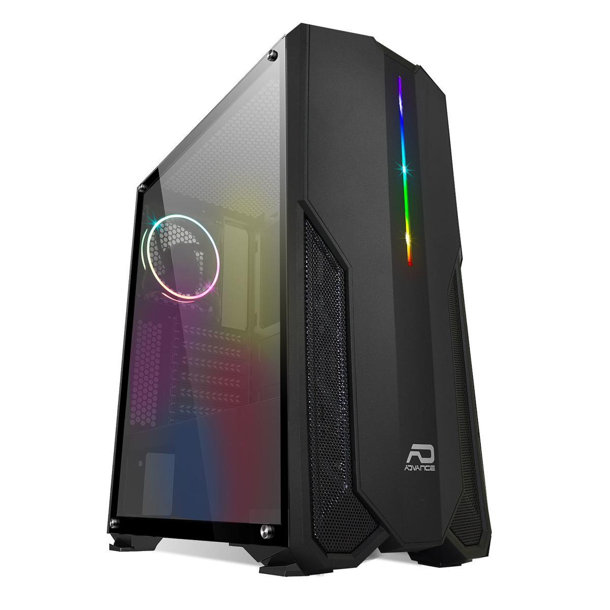 Boitier PC Gamer RGB Noir, Moyen Tour Gaming Vide, 3