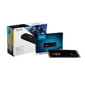 Bundle Boitier Mini  NVME M.2 2280 - USB A et C Noir TQE-2201B + SDD 480Go  NVME